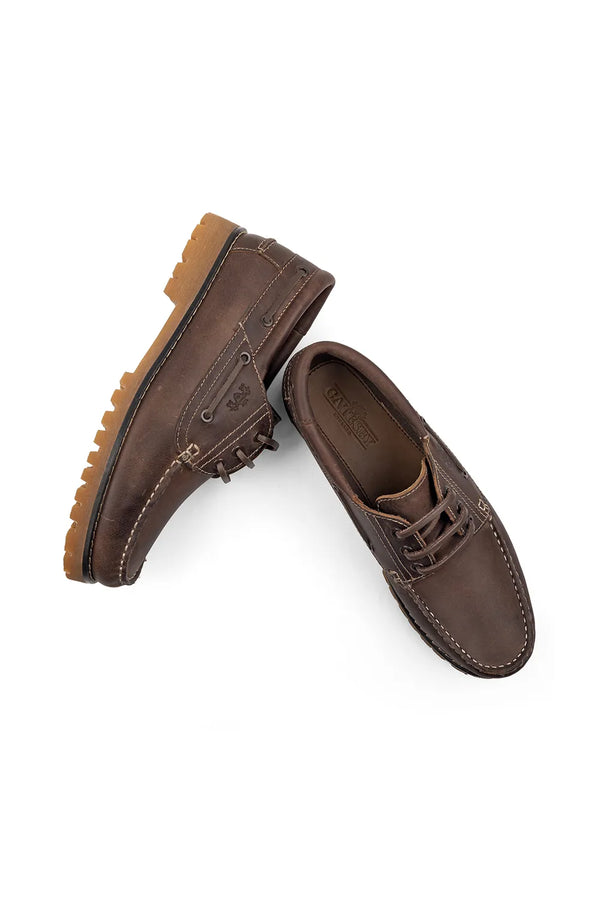 CATESBY ENGLAND Timber Leather Casual Lace-up Boat Shoes